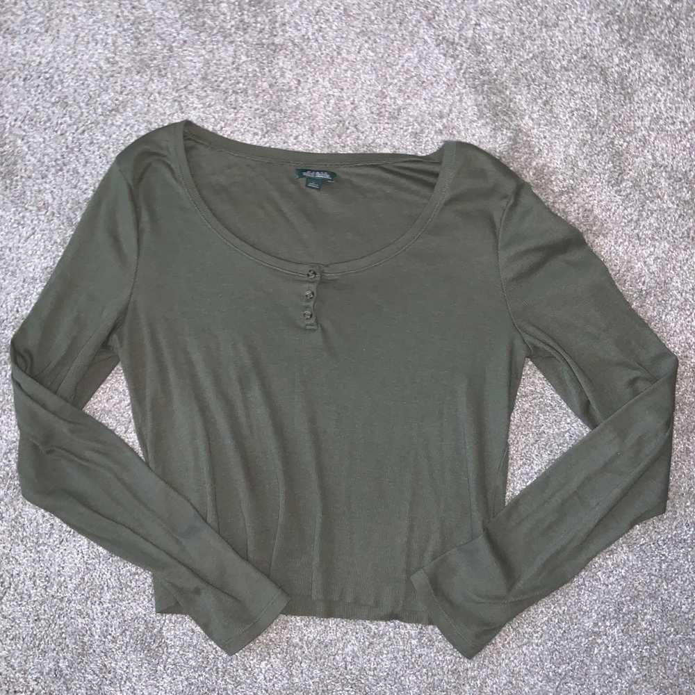 Army Green Long Sleeve Top